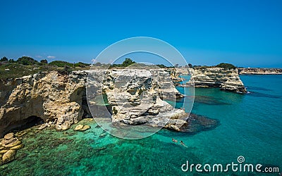 Torre Santâ€™Andrea, Rocky beach in Puglia, Italy Stock Photo